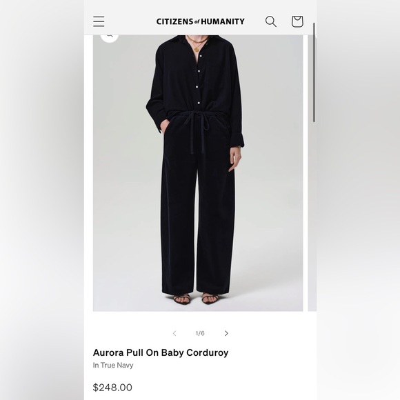 Citizens of Humanity pull on cord aurora pants navy size XS - Picture 2 of 11